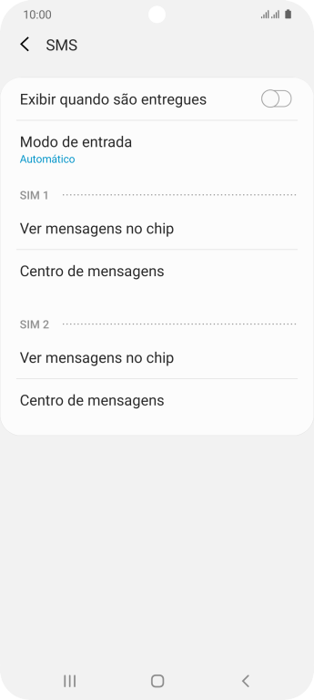Pressione Centro de mensagens abaixo do chip desejado. Pressione Centro de mensagens abaixo do chip desejado.