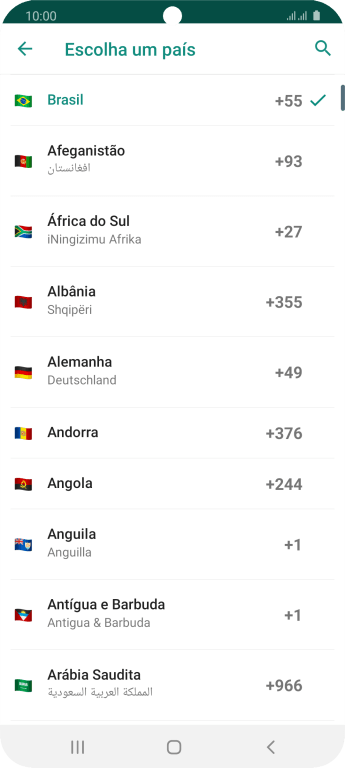 Pressione o país desejado. Pressione o país desejado.
