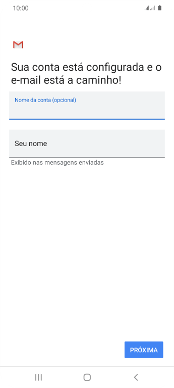 Pressione Seu nome, e digite o nome de remetente desejado. Pressione Seu nome, e digite o nome de remetente desejado.