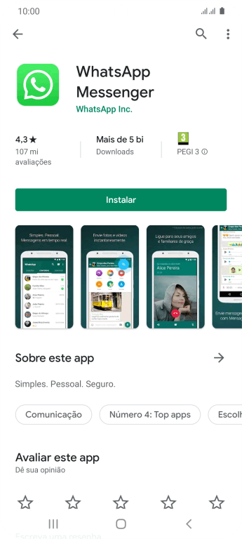 Pressione Instalar, e siga as indicações da tela para instalar o app. Pressione Instalar, e siga as indicações da tela para instalar o app.
