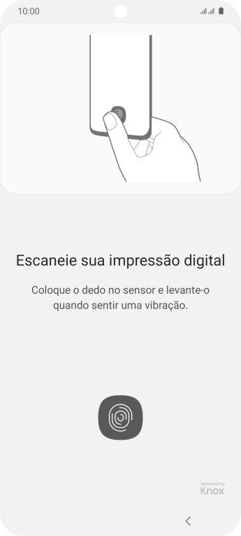Siga as instruções na tela para configurar o código de bloqueio do celular com impressão digital. Siga as instruções na tela para configurar o código de bloqueio do celular com impressão digital.