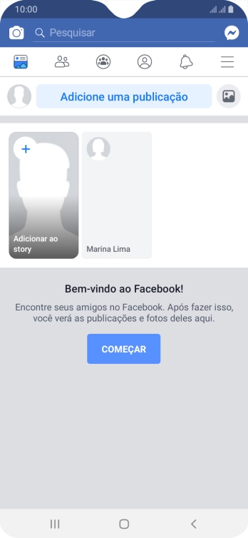 Pressione Adicione uma publicação. Pressione Adicione uma publicação.