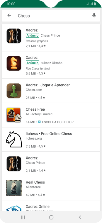Pressione o app desejado. Pressione o app desejado.