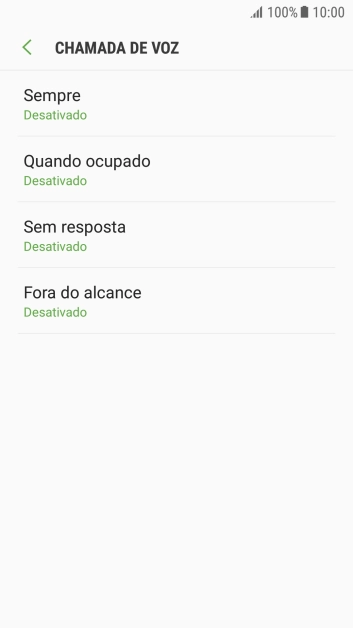 Pressione o tipo de encaminhamento desejado. Pressione o tipo de encaminhamento desejado.