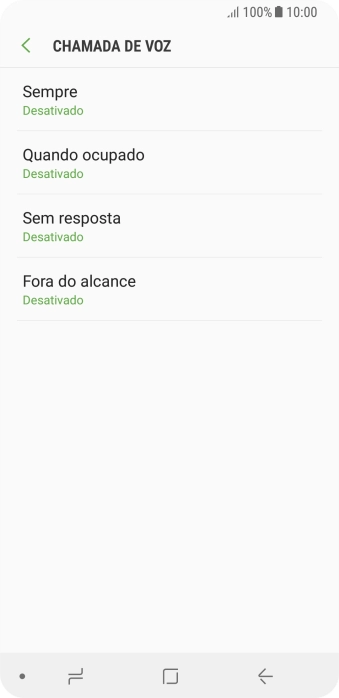 Pressione o tipo de encaminhamento desejado. Pressione o tipo de encaminhamento desejado.