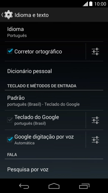 Pressione o ícone de configurações ao lado de Teclado do Google. Pressione o ícone de configurações ao lado de Teclado do Google.