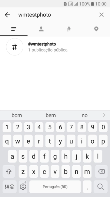 Pressione o hashtag desejado, e navegue até o post desejado. Pressione o hashtag desejado, e navegue até o post desejado.