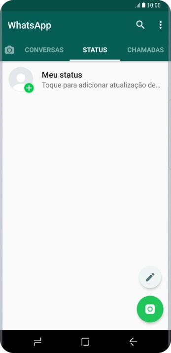 Pressione o ícone de novo status. Pressione o ícone de novo status.