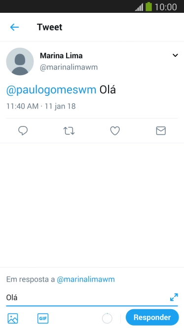 Escreva a resposta desejada, e pressione Responder. Escreva a resposta desejada, e pressione Responder.