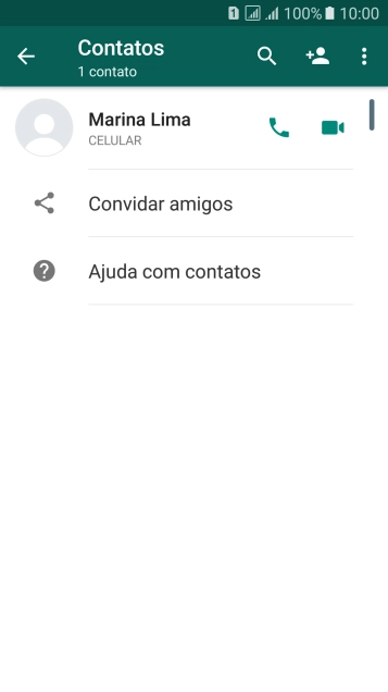 Pressione o ícone de busca, e digite as primeiras letras do nome do contato. Pressione o ícone de busca, e digite as primeiras letras do nome do contato.