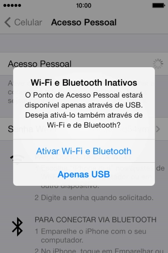 Pressione Ativar Wi-Fi e Bluetooth. Pressione Ativar Wi-Fi e Bluetooth.