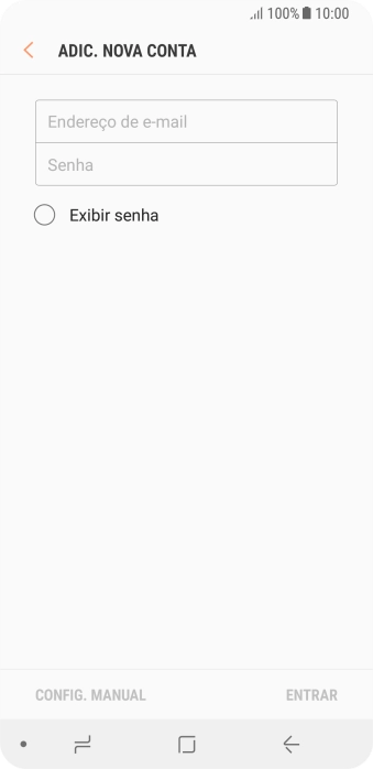 Pressione Endereço de e-mail, e digite o endereço de e-mail. Pressione Endereço de e-mail, e digite o endereço de e-mail.