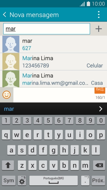Pressione o contato desejado. Pressione o contato desejado.
