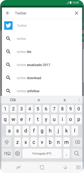 Digite Twitter e pressione o ícone de busca. Digite Twitter e pressione o ícone de busca.