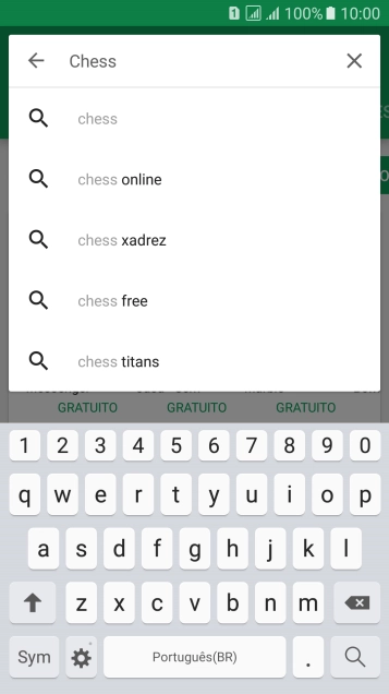 Insira o nome ou assunto do app desejado, e pressione o ícone de busca. Insira o nome ou assunto do app desejado, e pressione o ícone de busca.