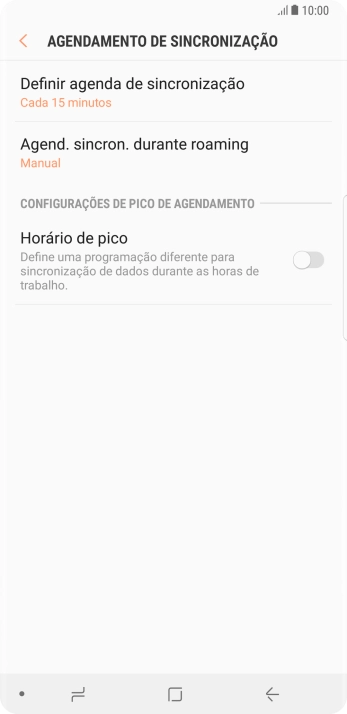 Pressione Definir agenda de sincronização. Pressione Definir agenda de sincronização.