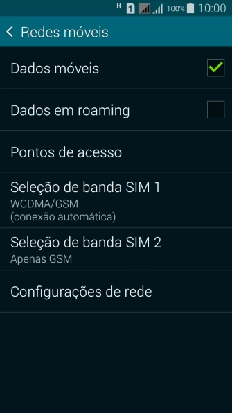 Pressione Dados em roaming para ativar ou desativar a função. Pressione Dados em roaming para ativar ou desativar a função.