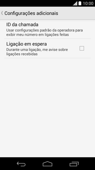 Pressione Ligação em espera para ativar ou desativar a função. Pressione Ligação em espera para ativar ou desativar a função.