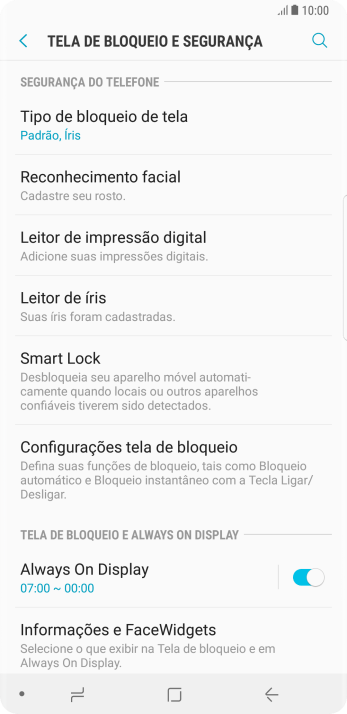 Pressione Tipo de bloqueio de tela, e digite o código de bloqueio atual. Pressione Tipo de bloqueio de tela, e digite o código de bloqueio atual.