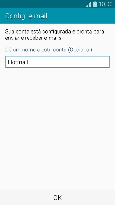 Se a tela mostrar essa imagem, sua conta foi reconhecida e configurada automaticamente. Siga as instruções da tela para inserir mais informações e finalizar a configuração. Se a tela mostrar essa imagem, sua conta foi reconhecida e configurada automaticamente. Siga as instruções da tela para inserir mais informações e finalizar a configuração.