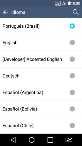 Pressione o idioma desejado. Pressione o idioma desejado.