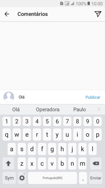 Digite o texto desejado, e pressione Publicar. Digite o texto desejado, e pressione Publicar.