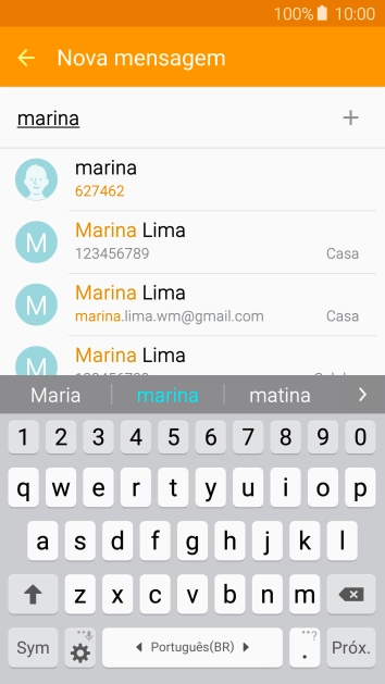 Pressione o contato desejado. Pressione o contato desejado.