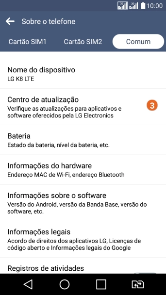 Pressione Centro de atualização. Pressione Centro de atualização.
