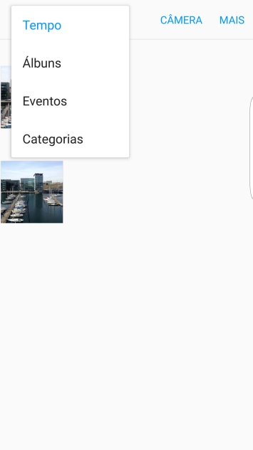 Pressione Álbuns, e navegue até a pasta desejada. Pressione Álbuns, e navegue até a pasta desejada.