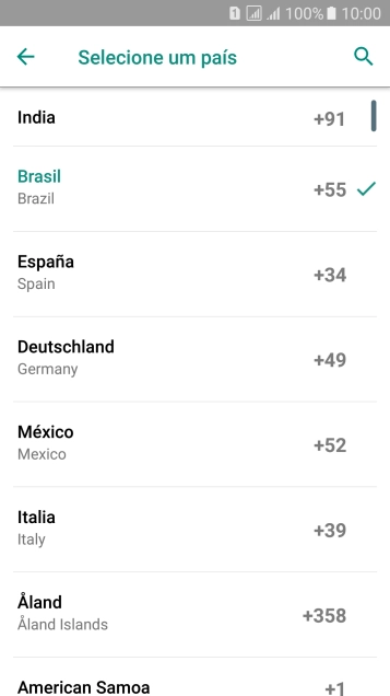 Pressione o país desejado. Pressione o país desejado.