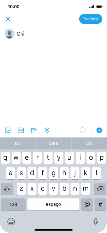 Digite o texto desejado, e pressione Tweetar. Digite o texto desejado, e pressione Tweetar.