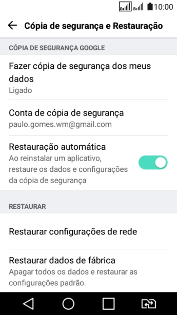 Pressione Restaurar dados de fábrica. Pressione Restaurar dados de fábrica.