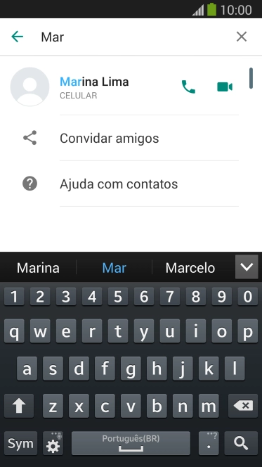 Pressione o ícone de chamada de voz para realizar uma chamada de voz para o contato. Pressione o ícone de chamada de voz para realizar uma chamada de voz para o contato.