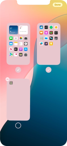 Press the delete icon next to the required home screen page. Press the delete icon next to the required home screen page.