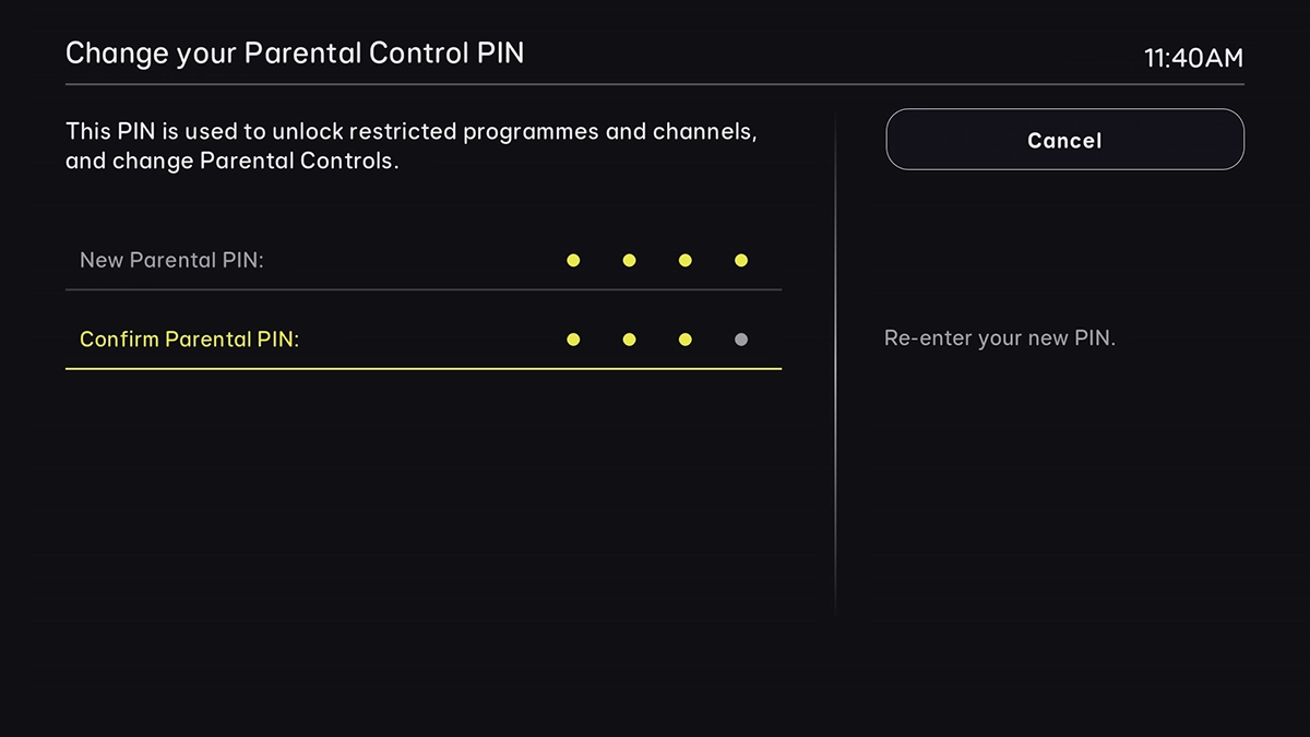 Key in the required PIN again. Key in the required PIN again.