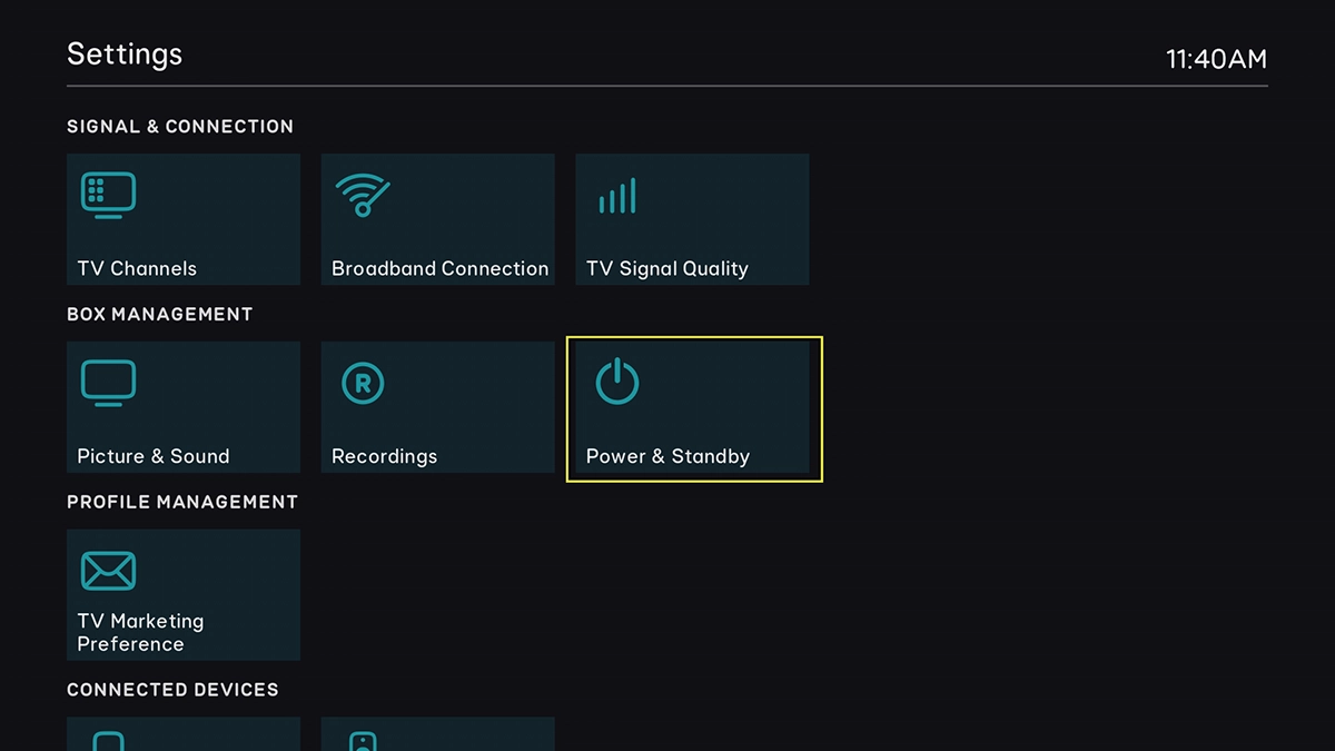 Highlight Power & Standby. Highlight Power & Standby.