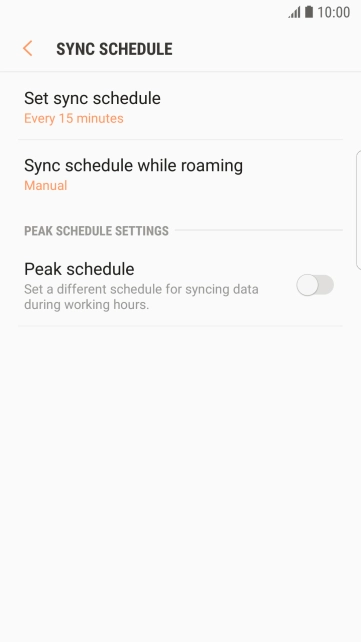 Press Set sync schedule. Press Set sync schedule.