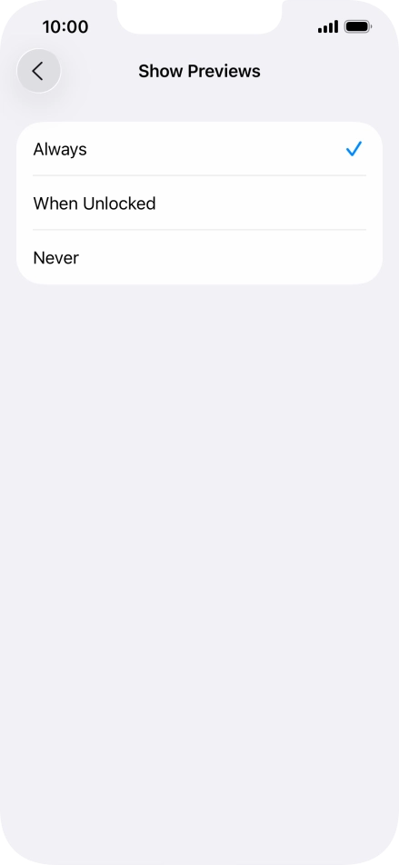 To select notification preview on the lock screen, press Always. To select notification preview on the lock screen, press Always.