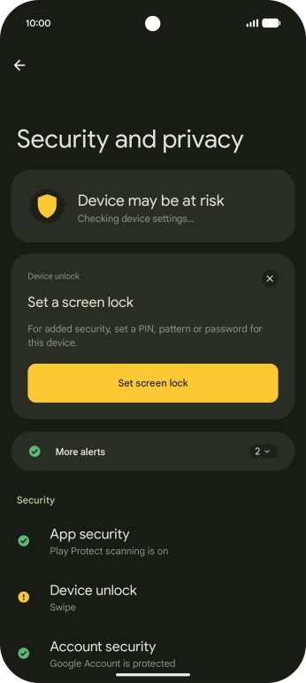 Press Device unlock. Press Device unlock.