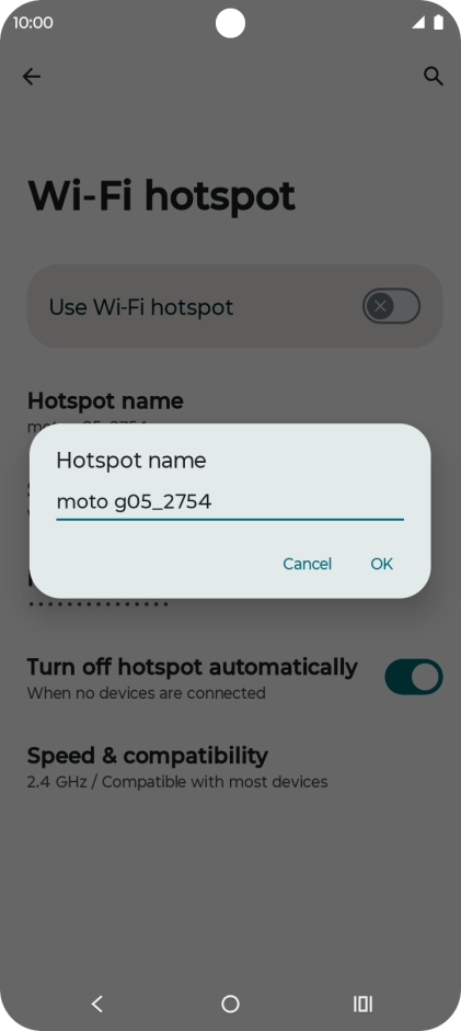 Key in the required Wi-Fi hotspot name and press OK. Key in the required Wi-Fi hotspot name and press OK.
