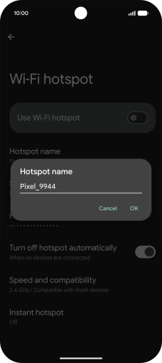 Key in the required Wi-Fi hotspot name and press OK. Key in the required Wi-Fi hotspot name and press OK.