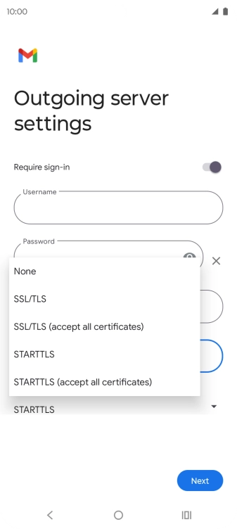 Press SSL/TLS. Press SSL/TLS.