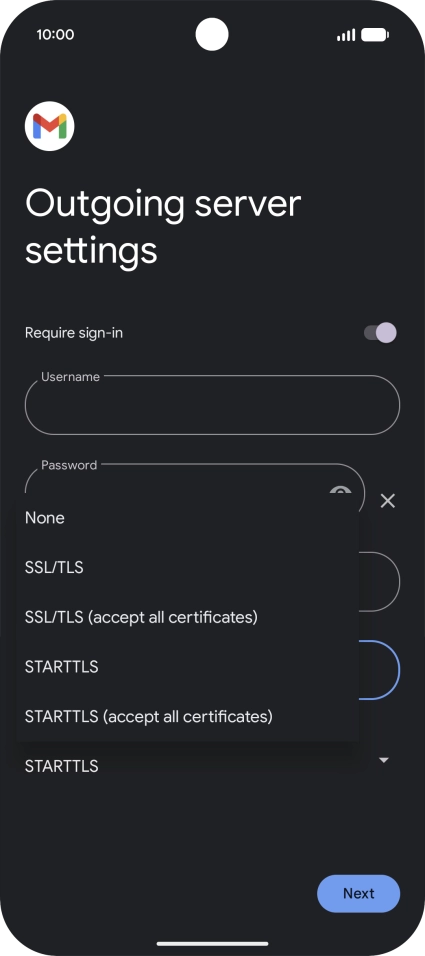 Press SSL/TLS. Press SSL/TLS.