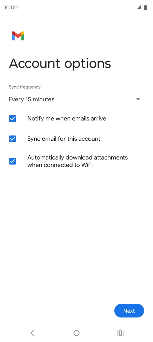 If this screen is displayed, you email account has been recognised and set up automatically. Follow the instructions on the screen to key in more information and finish setting up your phone. If this screen is displayed, you email account has been recognised and set up automatically. Follow the instructions on the screen to key in more information and finish setting up your phone.