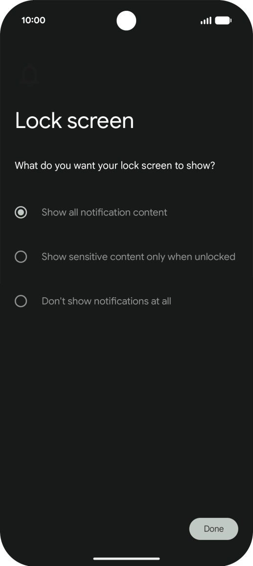 Press the required setting. Press the required setting.