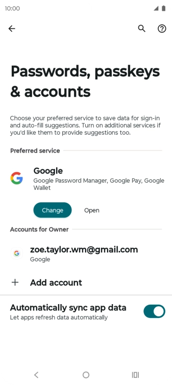 Press Add account. Press Add account.