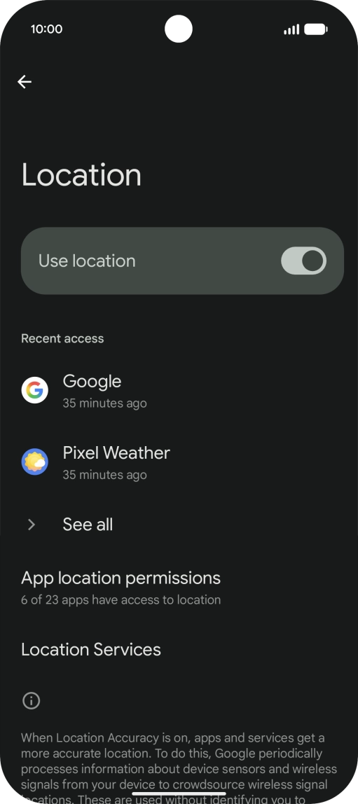 Press App location permissions. Press App location permissions.