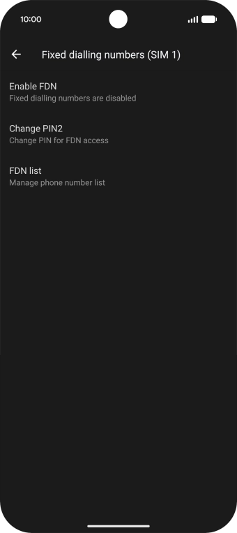 Press Enable FDN. Press Enable FDN.