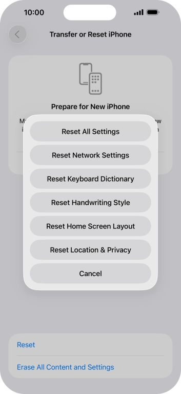 Press Reset All Settings. Press Reset All Settings.