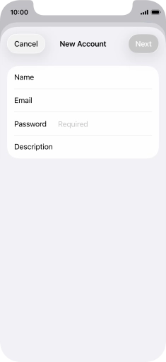 Press Password and key in the password for your email account. Press Password and key in the password for your email account.
